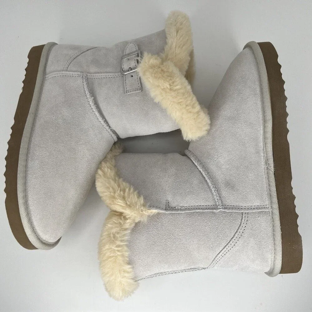 Style & Co. Cold Weather Boots Womens Size 8 Lt Gray Faux Suede Faux Fur Lined